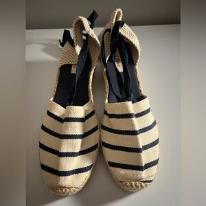 Toni Pons Navy & Beige Striped Espadrilles